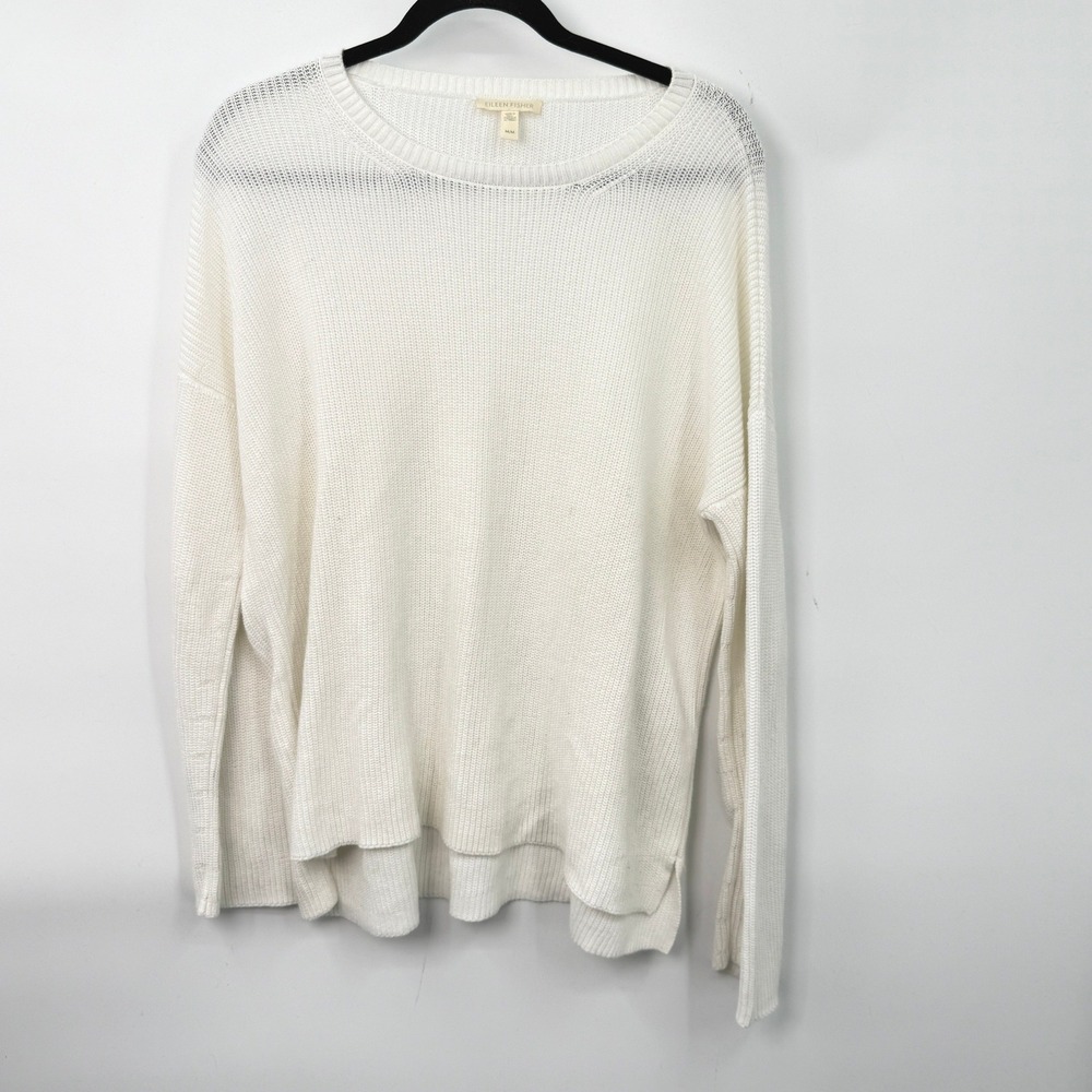 Eileen Fisher White Sweater Womensβ M Organic Capsule Coastal GrandmaMinimalist